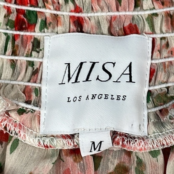 New Misa Los Angeles Floral Mini Skirt Smocked Elastic Waist Tiered Ruffles M - Picture 7 of 12